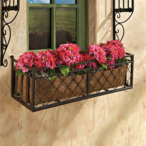 metal window planter boxes|rectangular window box planter.